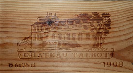 Six bottles of Chateau Talbot St Julian 1998